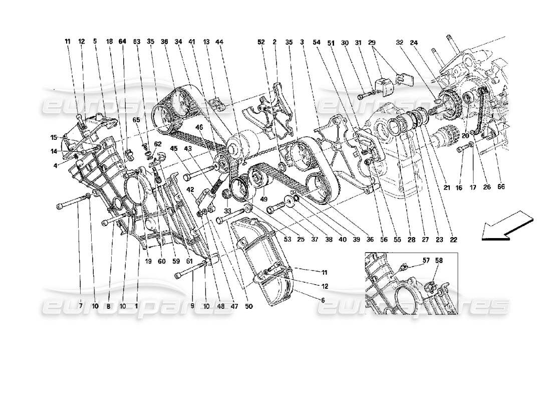 ferrari mondial 3.4 t coupe/cabrio sincronización: diagrama de piezas de controles